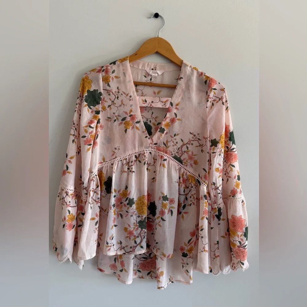 Sun Shadow Women XS Boho Forest Fairy Floral Blouse Easter Romantic
